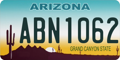 AZ license plate ABN1062