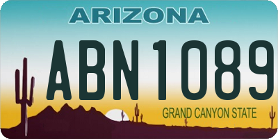 AZ license plate ABN1089
