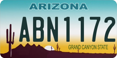 AZ license plate ABN1172