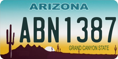 AZ license plate ABN1387
