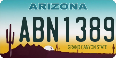 AZ license plate ABN1389