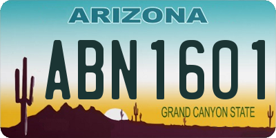 AZ license plate ABN1601