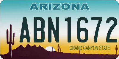 AZ license plate ABN1672