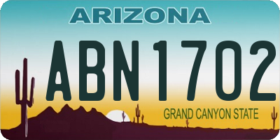 AZ license plate ABN1702