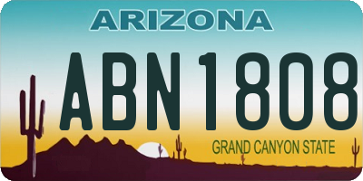 AZ license plate ABN1808