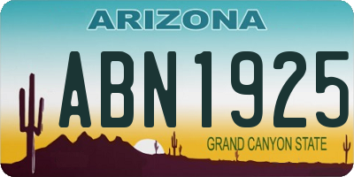 AZ license plate ABN1925