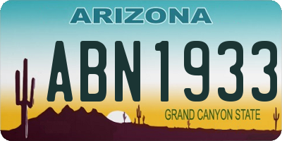 AZ license plate ABN1933