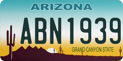 AZ license plate ABN1939