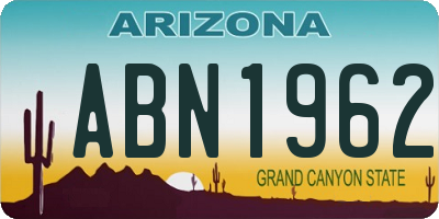 AZ license plate ABN1962