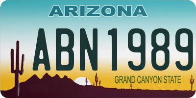 AZ license plate ABN1989