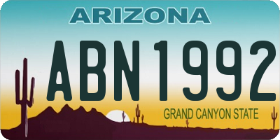 AZ license plate ABN1992