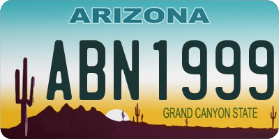 AZ license plate ABN1999