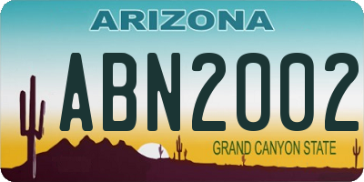 AZ license plate ABN2002