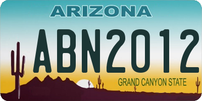 AZ license plate ABN2012