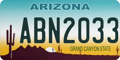 AZ license plate ABN2033