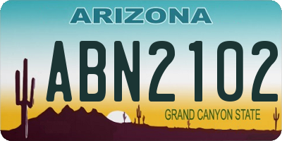 AZ license plate ABN2102