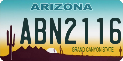 AZ license plate ABN2116