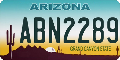 AZ license plate ABN2289