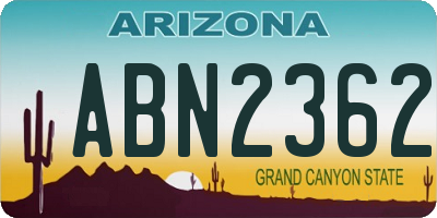 AZ license plate ABN2362