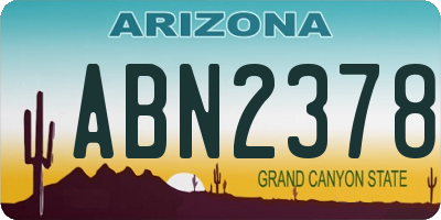 AZ license plate ABN2378