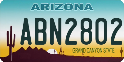 AZ license plate ABN2802