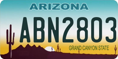 AZ license plate ABN2803