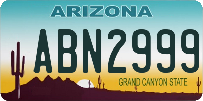 AZ license plate ABN2999