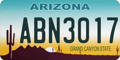 AZ license plate ABN3017