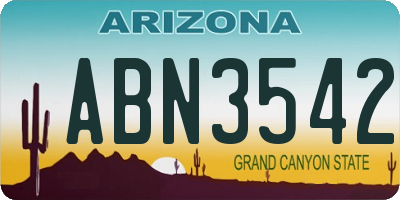 AZ license plate ABN3542