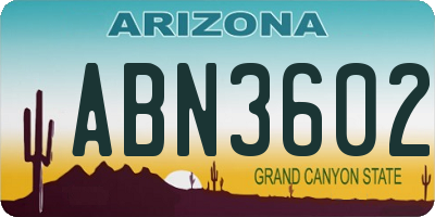 AZ license plate ABN3602