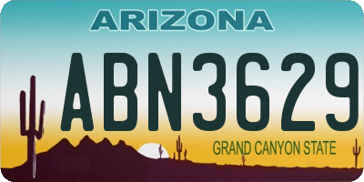 AZ license plate ABN3629