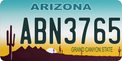 AZ license plate ABN3765
