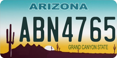 AZ license plate ABN4765