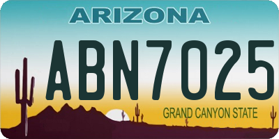 AZ license plate ABN7025