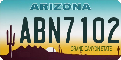 AZ license plate ABN7102