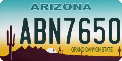 AZ license plate ABN7650