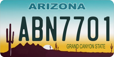AZ license plate ABN7701