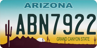 AZ license plate ABN7922