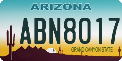 AZ license plate ABN8017