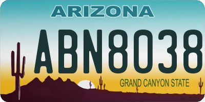 AZ license plate ABN8038