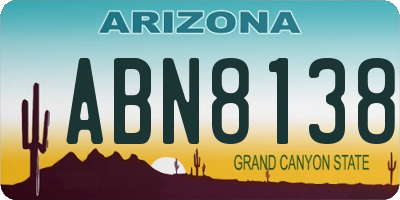 AZ license plate ABN8138