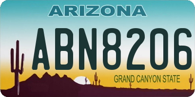 AZ license plate ABN8206