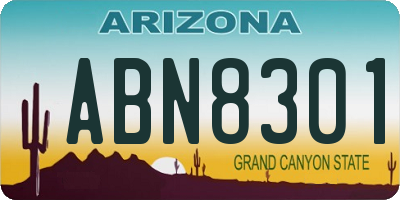 AZ license plate ABN8301