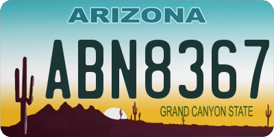 AZ license plate ABN8367