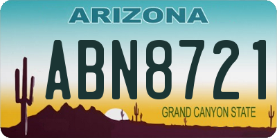 AZ license plate ABN8721