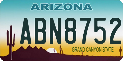 AZ license plate ABN8752