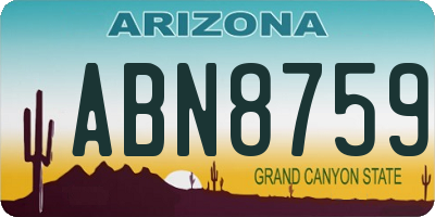 AZ license plate ABN8759