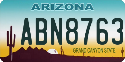 AZ license plate ABN8763