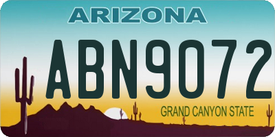 AZ license plate ABN9072