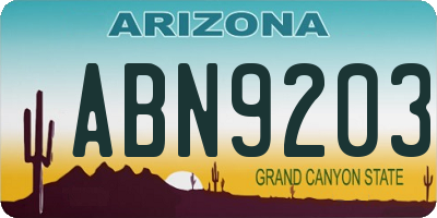 AZ license plate ABN9203
